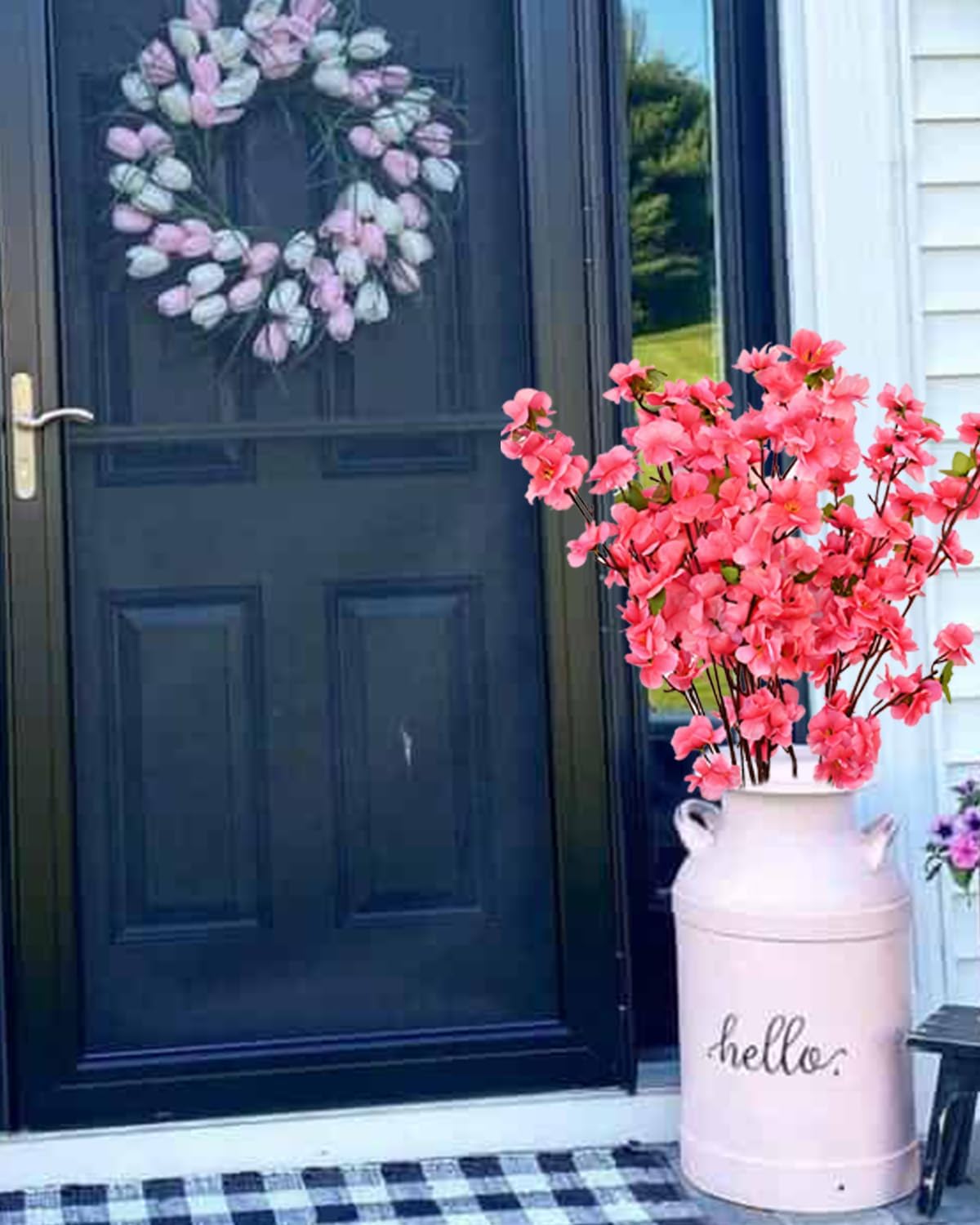 8 Pack Artificial Cherry Blossom Branches - 23.6 Inch Pink Spring Flowers Real Touch Silk Flowers with Bendable Stems for Vase, Wedding, Home Office Decor, Spring Floral, Party & Event Decor