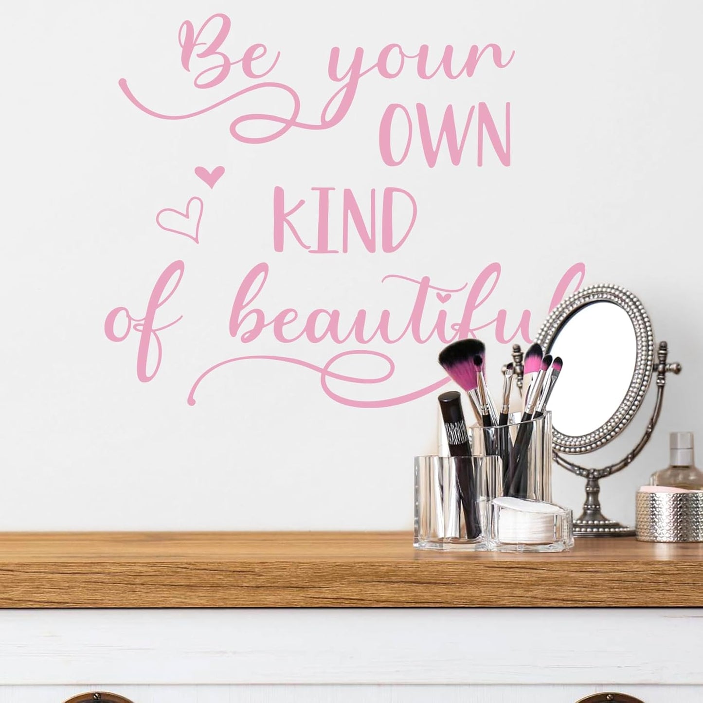 Wall Art Stickers, Inspirational Wall Quotes Decals, 26.4x21.7 Inch Motivational Positive Saying Vinyl Peel and Stick Window Door Decor for Home Living Room Bedroom Girl Decoration(Pink)