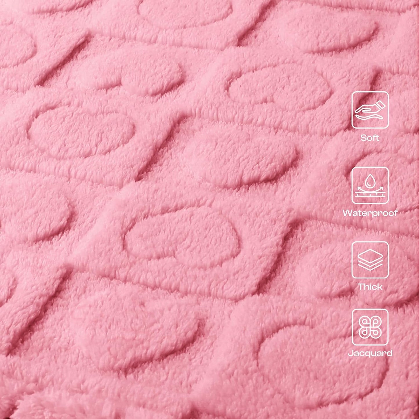 Luciphia Valentines Day Waterproof Blanket for Medium Large Dogs Washable Bed Couch Protector Soft Fluffy 3D Heart Jacquard Pet Blanket with Sherpa Fleece Cozy Calming Throw Blankets, Pink 65x57 inch