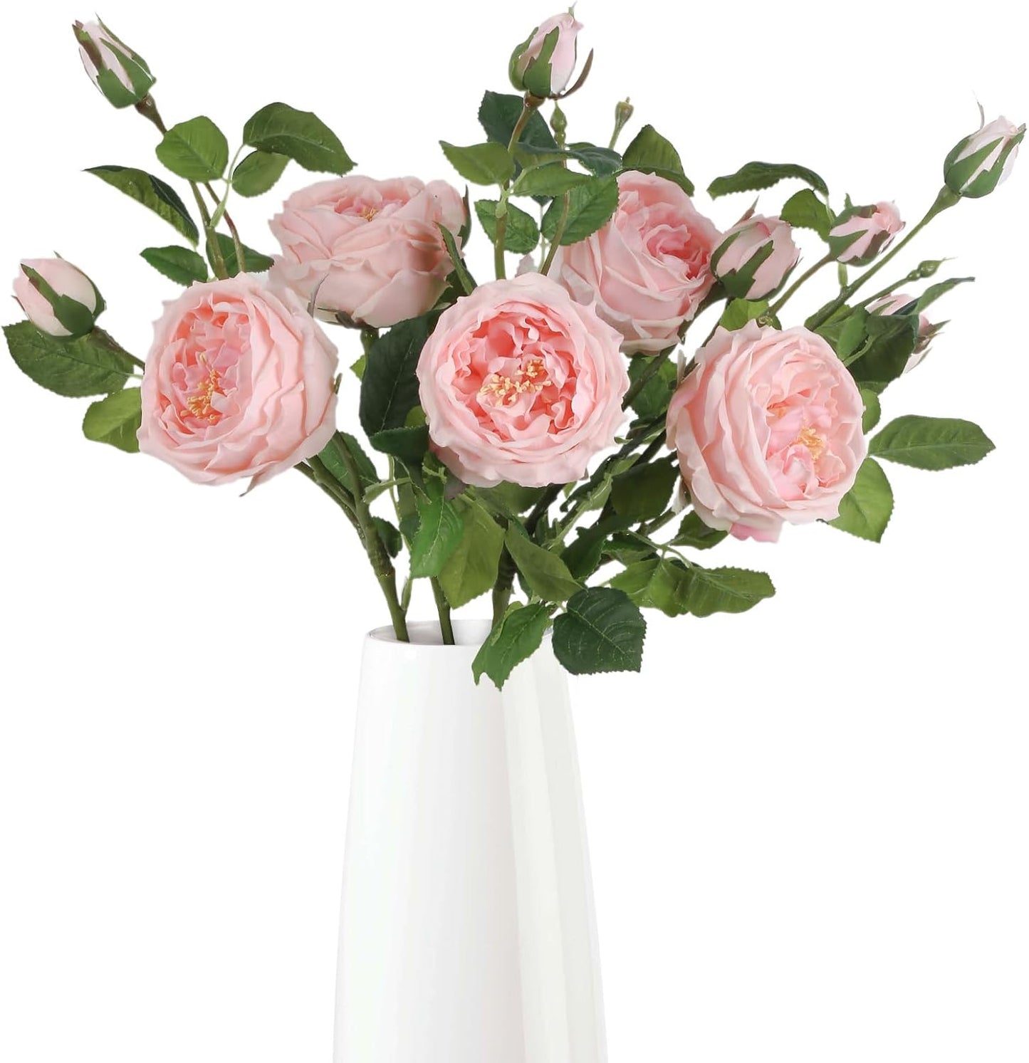 Real Touch Pink Austin Roses Peonies Artificial Flowers 4 Bouquets Latex Fake Peonies with Long Stem Realistic Faux Peonies Flower for Wedding Party Home Table Centerpieces Decorations (Pink)