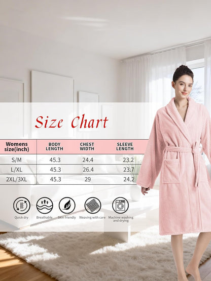 Plush Bath Robes For Women After Shower,Soft Long Towel Robe,Quick Dry&Warm Womens Bathrobe