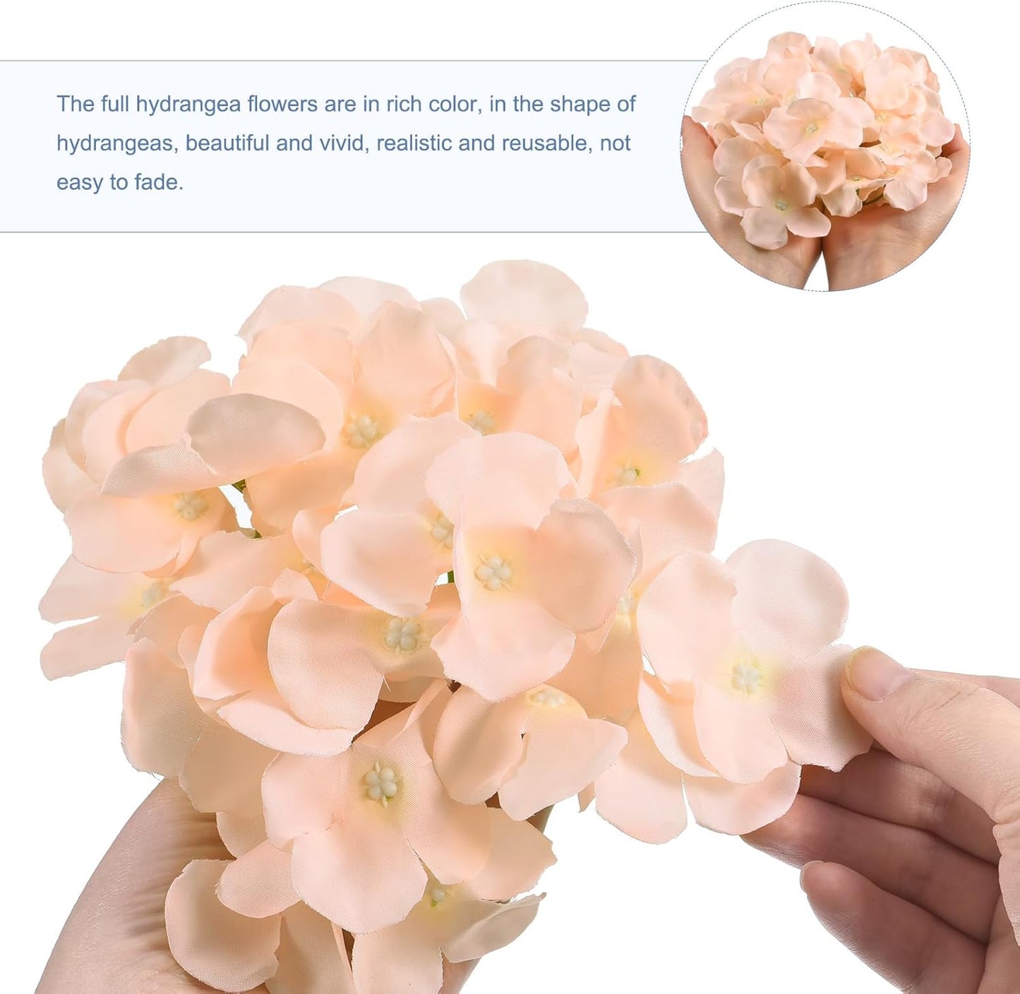 MECCANIXITY Silk Artificial Hydrangea Flowers, Pink Artificial Flowers Heads with Stems, Full Hydrangea Flowers for Wedding Centerpieces, Party Decoration 30Set