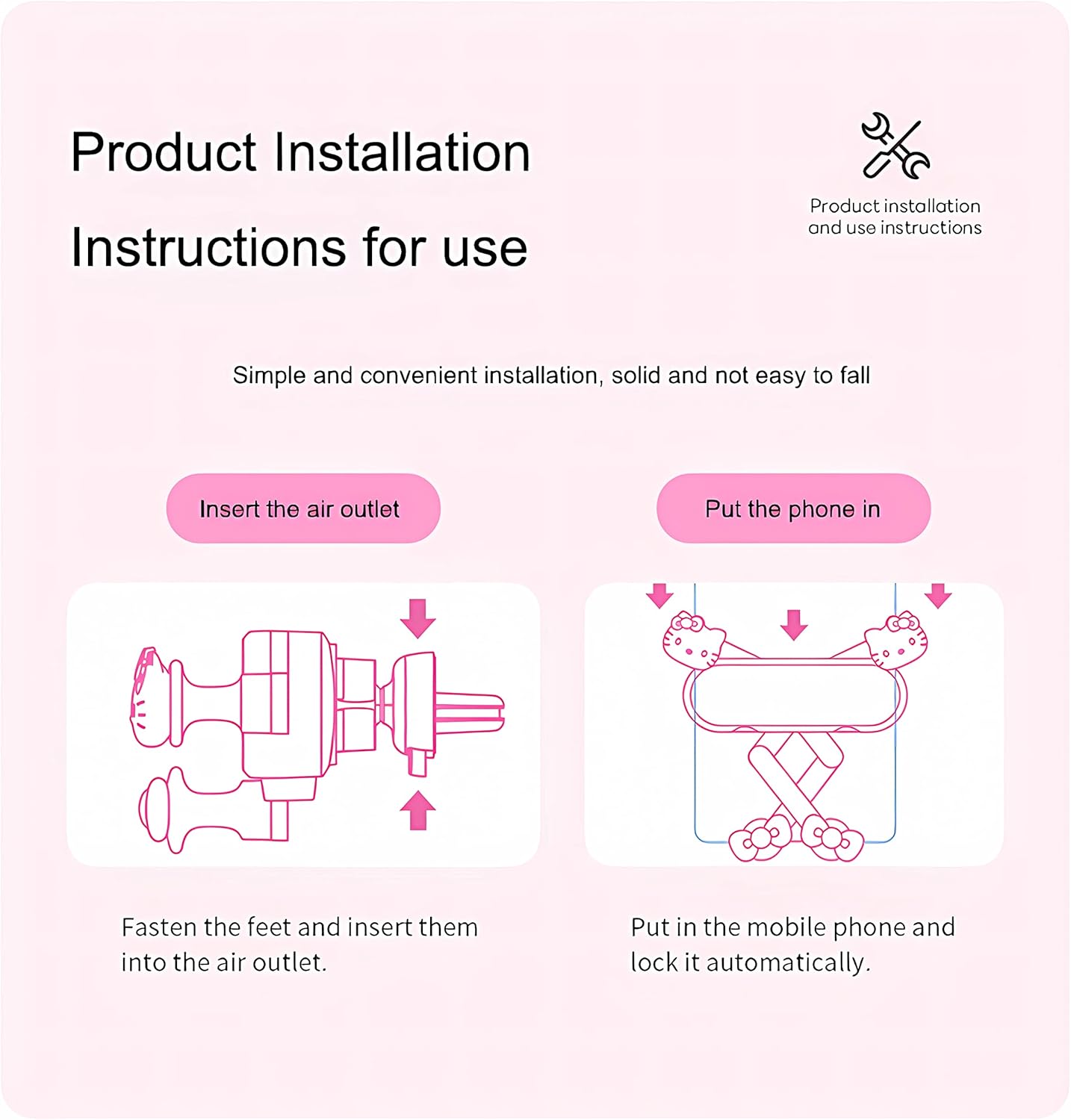 Car Phone Holder Mount for Women [Cute Pink], 2023 Upgrade Gravity Car Phone Mount with Sturdy Air Vent Clip Auto Lock Cell Phone Holder Mount for iPhone Samsung & All Phones