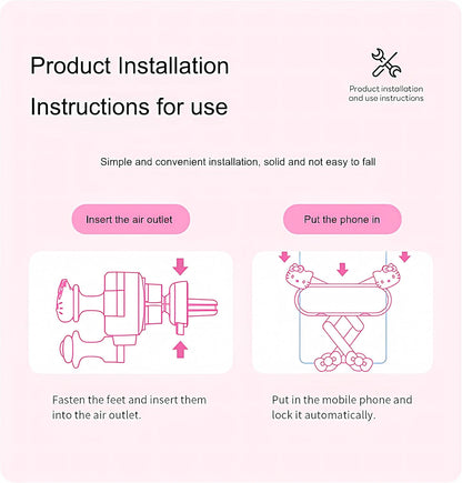 Car Phone Holder Mount for Women [Cute Pink], 2023 Upgrade Gravity Car Phone Mount with Sturdy Air Vent Clip Auto Lock Cell Phone Holder Mount for iPhone Samsung & All Phones