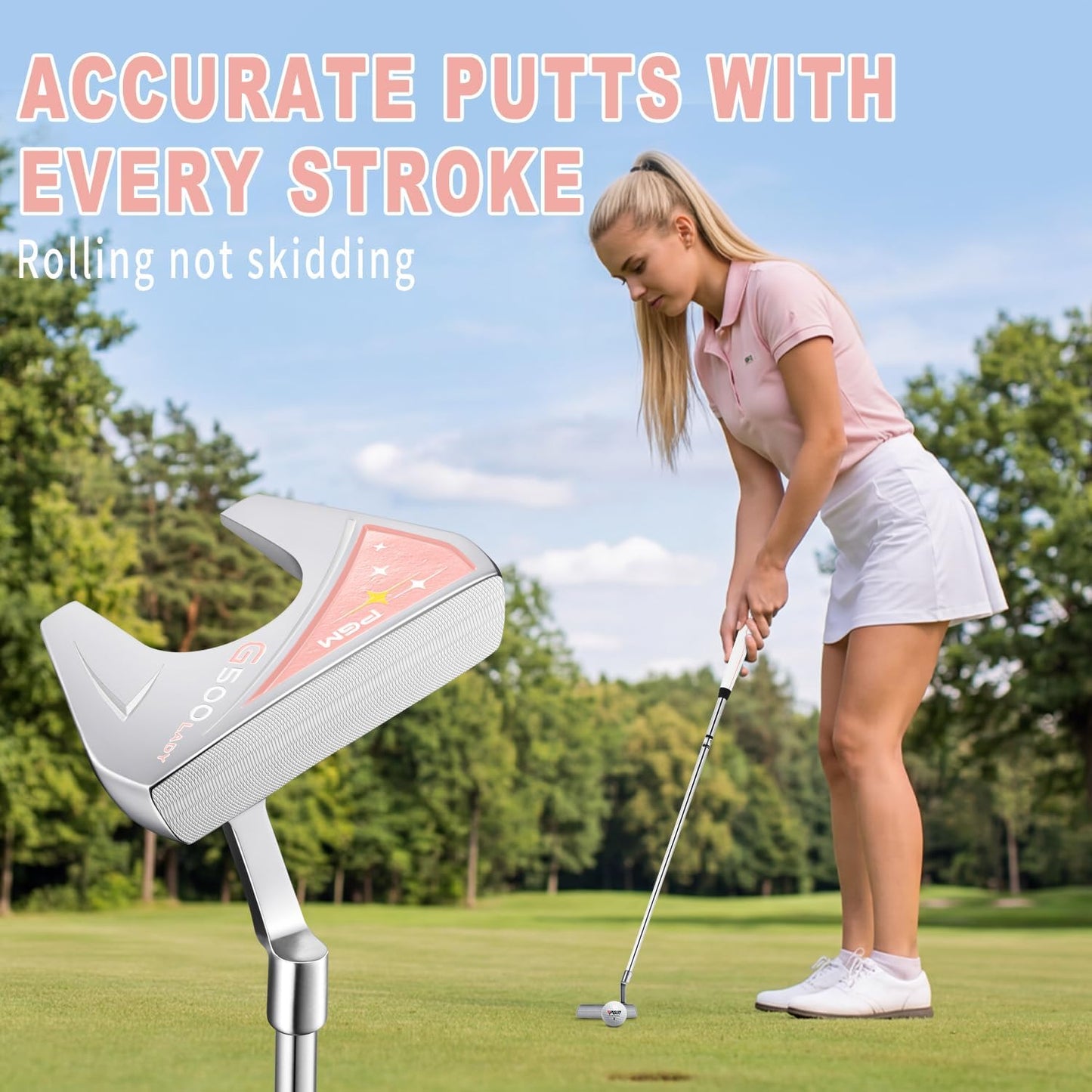 PGM Women's Golf Clubs Full Set for Right Handed with Driver Woods Hybrid Irons Wedges Putter, Lady Flex Complete Golf Set for Beginner to Intermediate Golfers with Headcovers and Club Bag