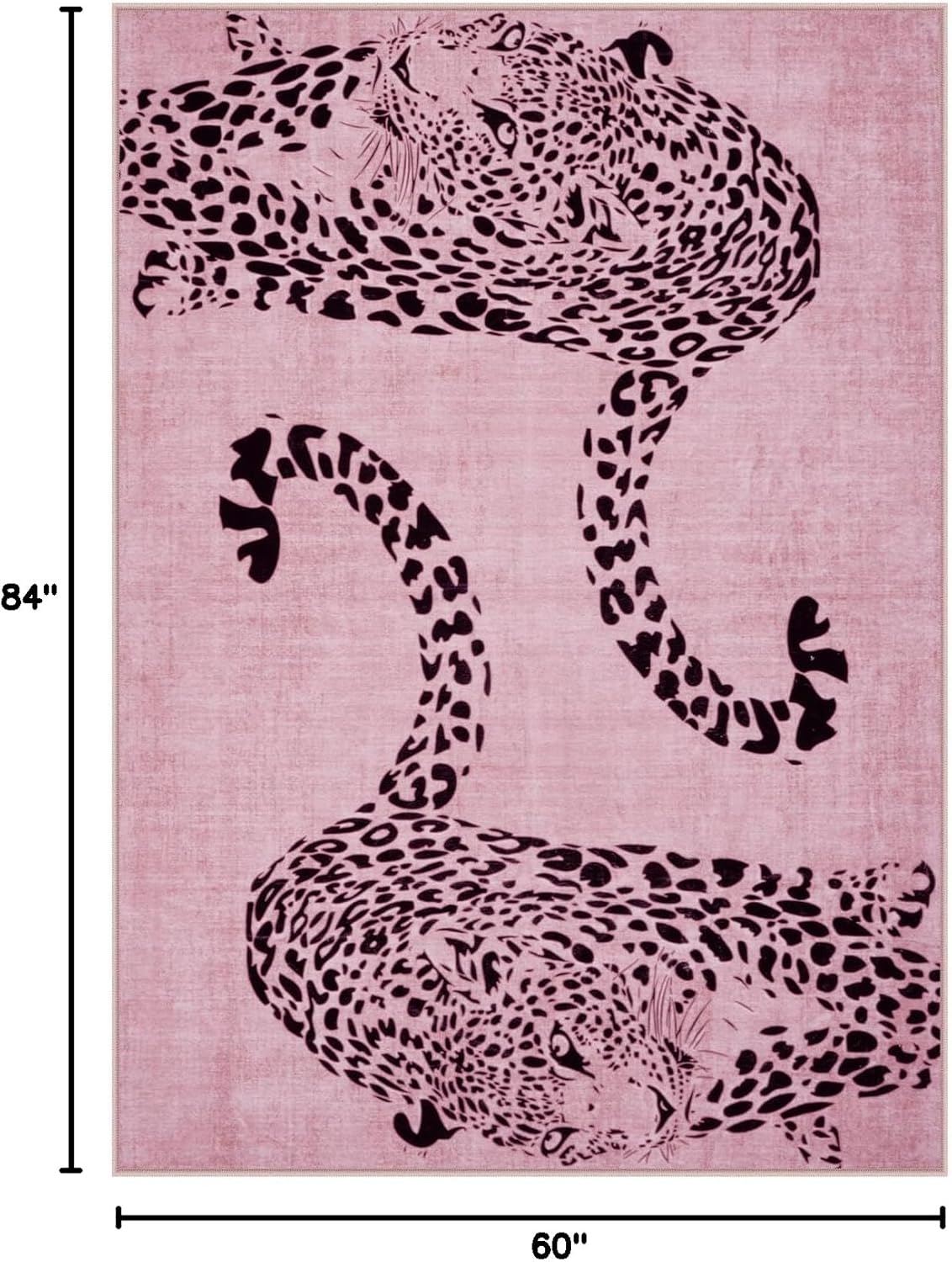 OJIA Leopard Print 5x7 Area Rugs for Living Room, Soft Washable Rugs for Bedroom Ultra-Thin Non-Slip Moden Pink Rug, Stain Resistant Nursery Rug Carpet for Kids Playroom Classroom Dining Room