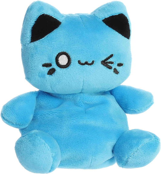 Aurora® Enchanting Tasty Peach® Meowchi Palm Pals™ Stuffed Animal - Bright & Colorful Design for Room Decor - Perfect for Adults, Kids, and Birthdays - Electric Blue 5 Inches