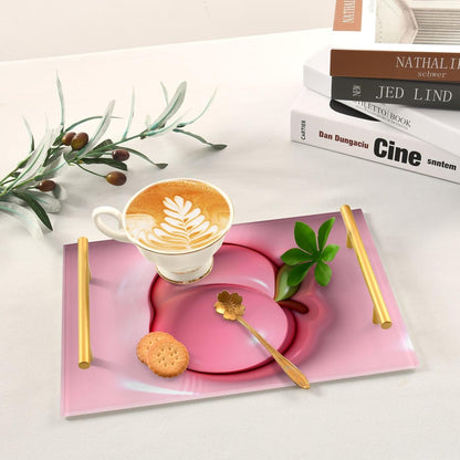 3D Peach Decorative Rectangular Tray with Handles Boards with Handles for Jewelry Perfume for Platters Serving bandeja Rectangular decorativa para cocina