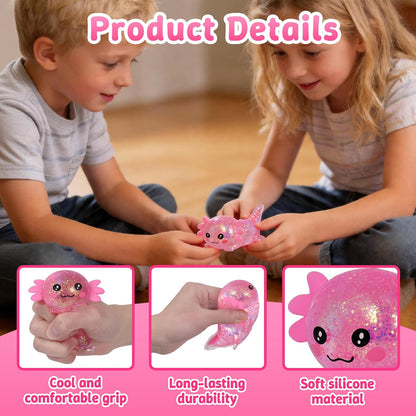 Axolotl Squishy Toy, Soft Slow Rising Sensory Fidget Toy, Cute Stretchy Axolotl Squeeze Toy, Stress Relief Desk Toy Gift for Kids 3+ and Adults(Pink)