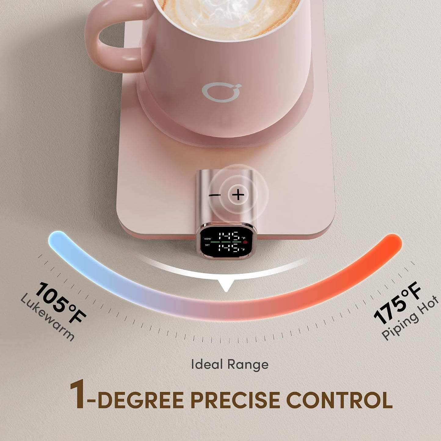 Coffee Mug Warmer & iKago Mug Set, Accurate Temperature Control Smart Heated Mug for Desk, Electric Coffee Warmer with Auto Shut Off & Real-Time Temp Display, Gifts for Men Women, 15oz Ceramic Mug
