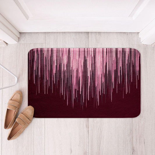Feelyou Pink Stripes Bathroom Rugs Geometric Ombre Abstract Bath Mats Microfiber Modern Striped Art Bathroom Accessories Luxury Floor Doormats Non-Slip 20"x32" Soft
