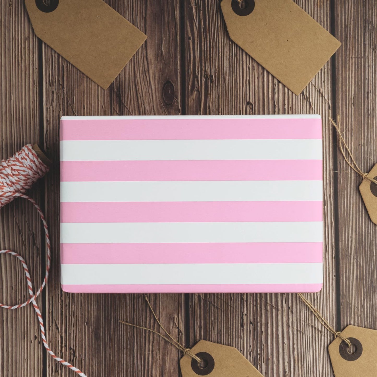 RUSPEPA Wrapping Paper - Mini Roll - Pink and White Stripe Design Perfect for Wedding, Birthday, Baby Shower, Party - 17.5 Inch X 32.8 Feet