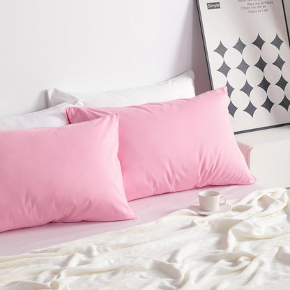 2 Pack Pure Cotton Pillow Case-100% Cotton Standard Pillowcases, Soft and Breathable Pillow Cases with Envelope Closure, 20x26 Inches, Pink