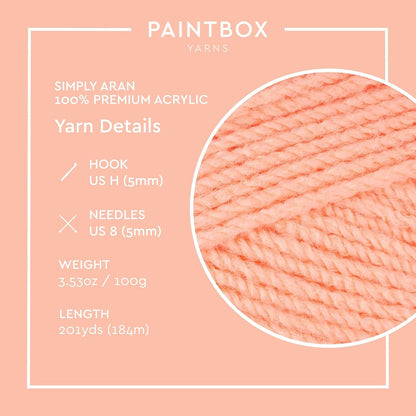 Paintbox Aran Yarn - Acrylic Yarn - 201yds (184m)/100g (3.53oz) - Peach Orange Acrylic Knitting Wool for Crochet - Soft & Durable - Heavy Worsted - Great for Jumpers, Cardigans & Crafts, Clothes