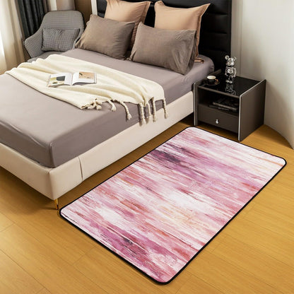 Erosebridal Abstract Brush Stroke Living Room Rugs Non Slip 6'6" X 4'11" Pink Artistic Striped Area Rug Modern Minimalist Oil Painting Style Decorative Carpetss Geometric Aesthetic Indoor Floor Mat