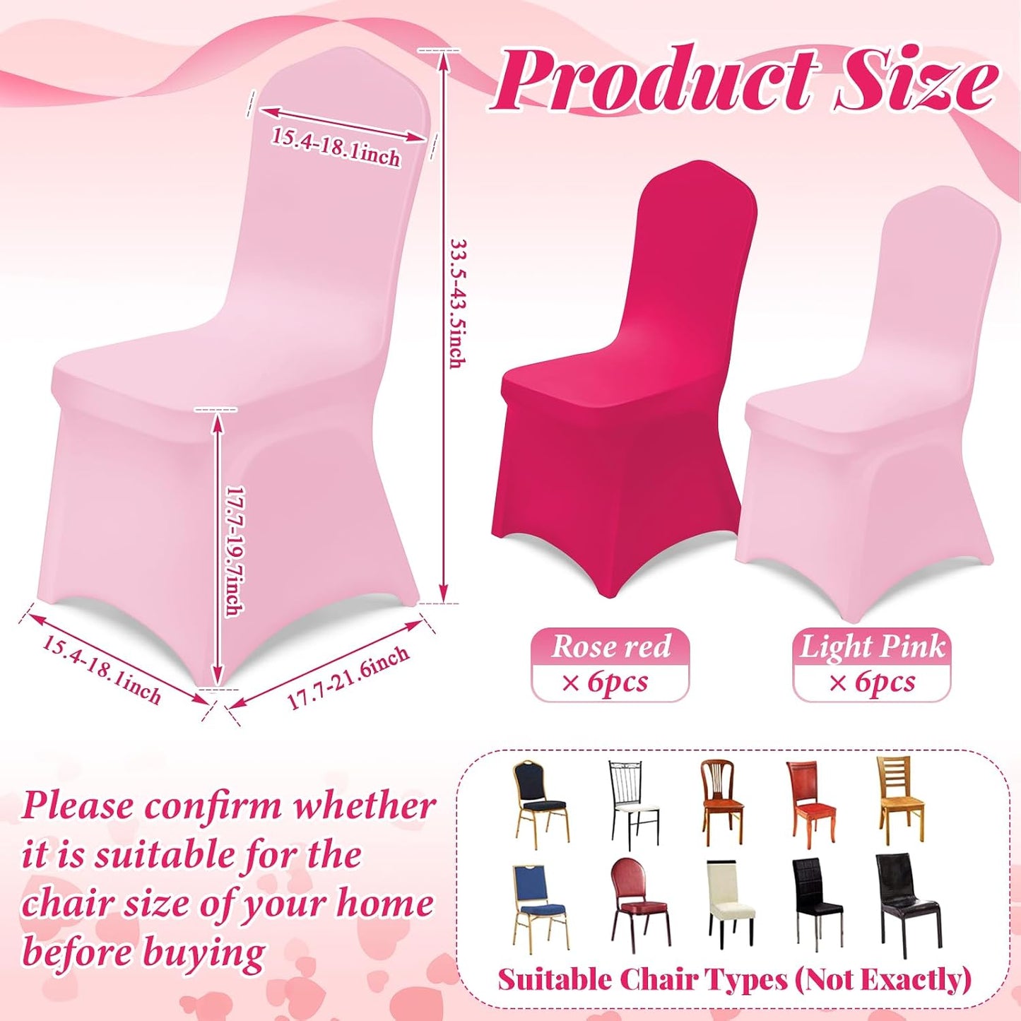 Oudain 12 Pcs Pink Folding Chair Covers Universal Spandex Slipcovers Washable Removable Stretch Chair Protector Covers for Wedding Hot Pink Birthday Party Decoration
