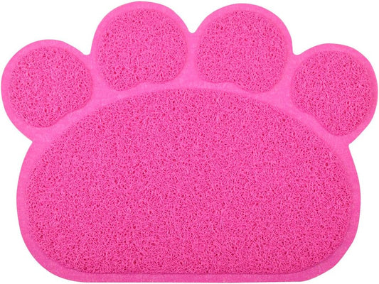 Paw-Shaped Cat Litter Box Mat,10 Colors Available,15.75x11.75 Inches (Pink)