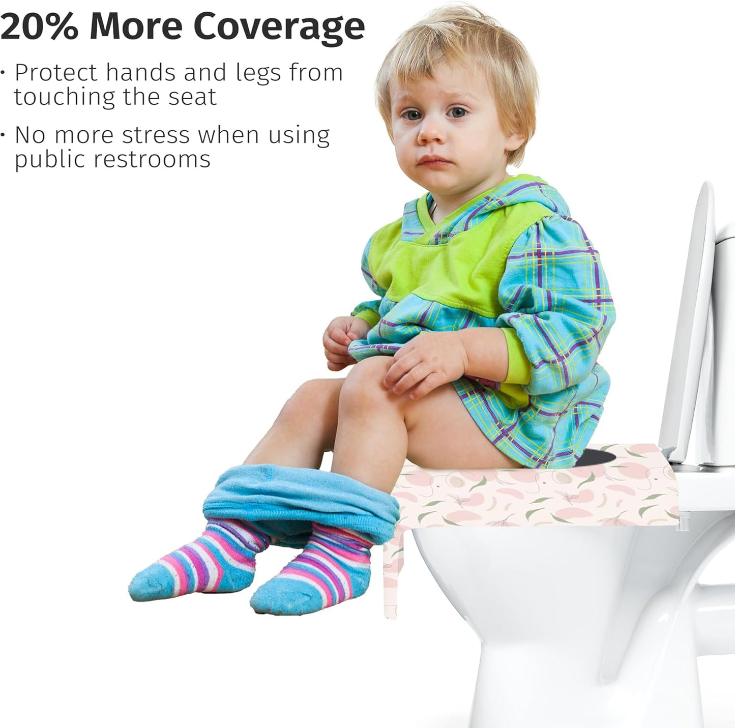 Toilet Seat Covers Disposable,Individually Wrapped for Travel,Full Coverage Extect Large Potty Training Cover for Kids,Peach,20 Packs