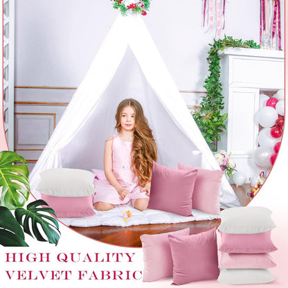 Berlune 12 Pcs Velvet Throw Pillow Covers 18" x 18" Decorative Cushion Cases Soft Pillowcase for Graduation Coquette Party Accessories Couch Sofa Bed Chair Home Decor, No Inserts (Pink Series)
