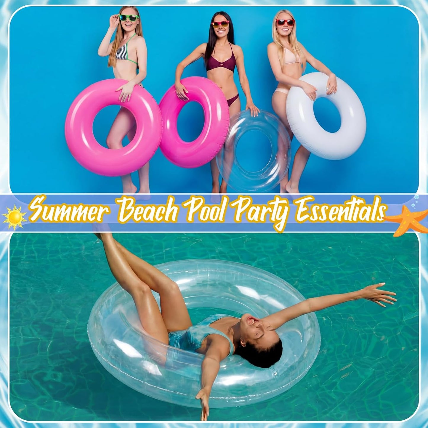 Arrowbash 8 Pcs 28 Inch Swimming Pool Floats for Adults, Inflatable Pool Float Tubes Bulk, Women & Men Swimming Ring Floaties for Beach Party Decoration River Lake Summer Vacation Holiday