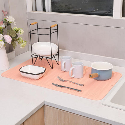 MicoYang Silicone Dish Drying Mat for Multiple Usage,Easy clean,Eco-friendly,Heat-resistant Silicone Mat for Kitchen Counter or Sink,Refrigerator or Drawer Liner Pink 4XL 32 inches x 18 inches