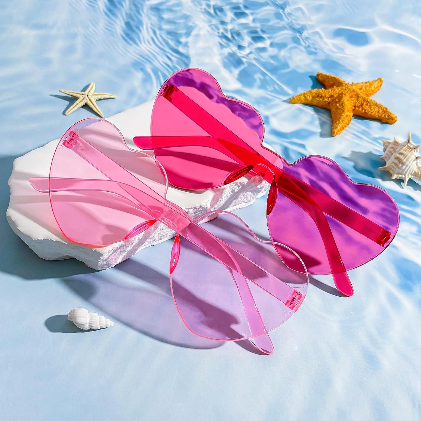 14/42 Pack Heart Sunglasses for Women, Fun Cute Rimless Transparent Candy Color Heart Glasses Party Favors