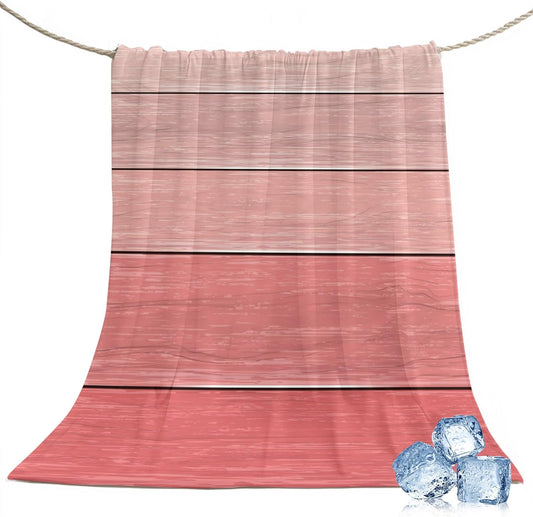 50"x60" Standard Throw Cooling Blanket Peach Pink Wood Grain Ice Silk Lightweight Breathable Soft Summer Blanket for Hot Sleepers Couch Bed Sofa Camping Farmhouse Wooden