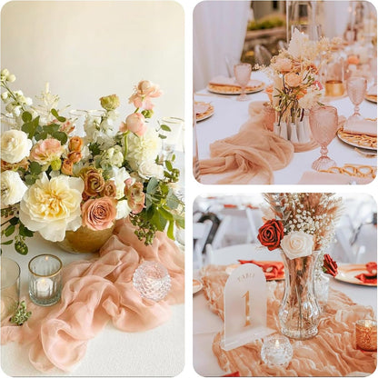 13ft Peach Cheesecloth Table Runner for Wedding Baby Bridal Shower Party 35x157 Inches Boho Gauze Cheese Cloth Table Runner Spring Summer Home Decorations