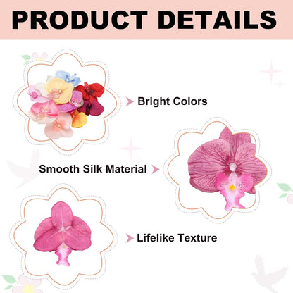 uxcell 10 Pcs Artificial Orchid Flower Heads, Fake Butterfly Orchid Heads Bulk Artificial Flowers for DIY Wedding Bouquets Centerpieces Party Home Decorations, Pink