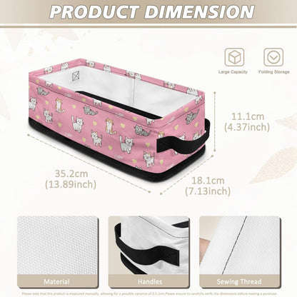 Cute Cat Toilet Paper Storage Basket for Shelf,Heart Toilet Paper Organizer for Bathroom Pink Toilet Paper Bin with Handle for Bedroom Toilet Paper Caddy for Living Room
