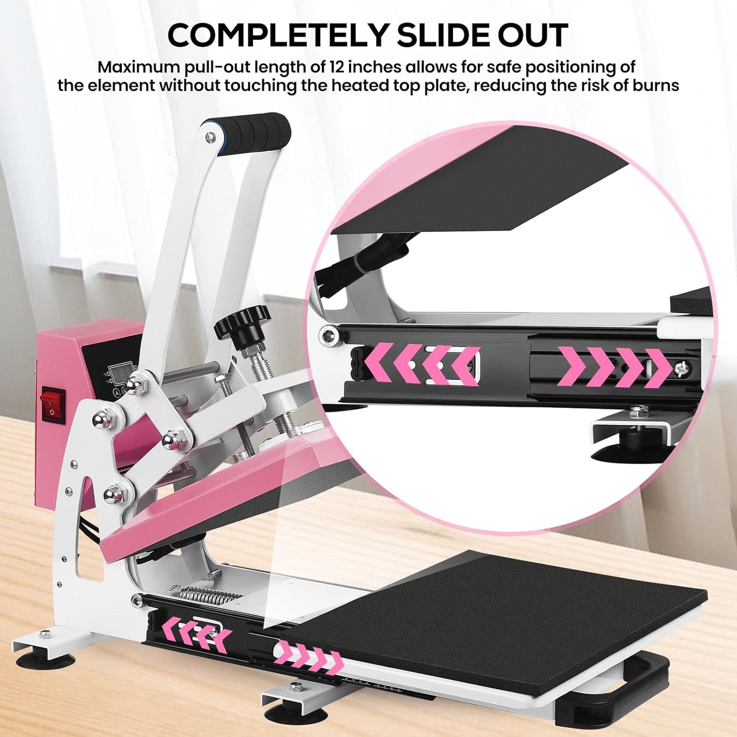 12x10 Inch Heat Press Machine for T Shirts Digital Industrial Sublimation Printer for Heat Transfer Vinyl Intelligent Pink Press Machine for HTV Heat Transfer Projects