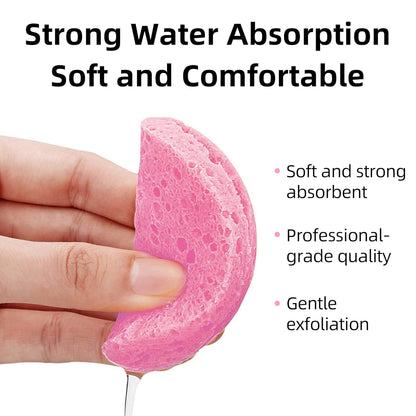 50-Count Compressed Facial Sponges|Kickleen 100% Natural Cellulose Cosmetic Spa Sponges for Daily Facial Cleansing|Makeup and Mask Removal|Exfoliating|Skin Massage|Pore Exfoliation (50 Count (Pink))