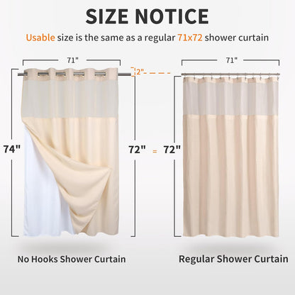 River Dream Heavyweight No Hooks Required Dotted Waffle Weave Shower Curtain with Snap in Liner - 71W x 74H,Hotel Grade,Spa Like Bath Curtain,Pink