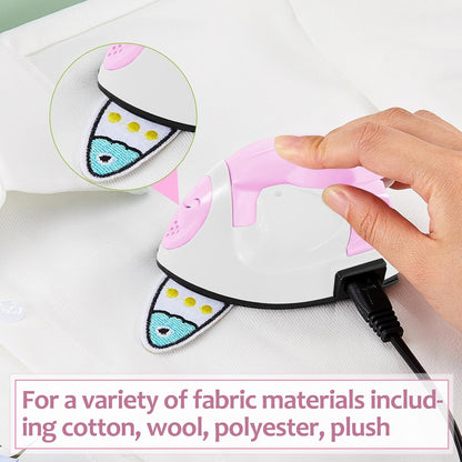 Honoson Mini Craft Iron Mini Heat Press Small Iron 3.93 x 2.36 x 2.76 in Portable Handy Tiny Flatiron with Charging Base Accessory for Fuse Bead Patch DIY Heat Transfer Vinyl(Light Pink,White)
