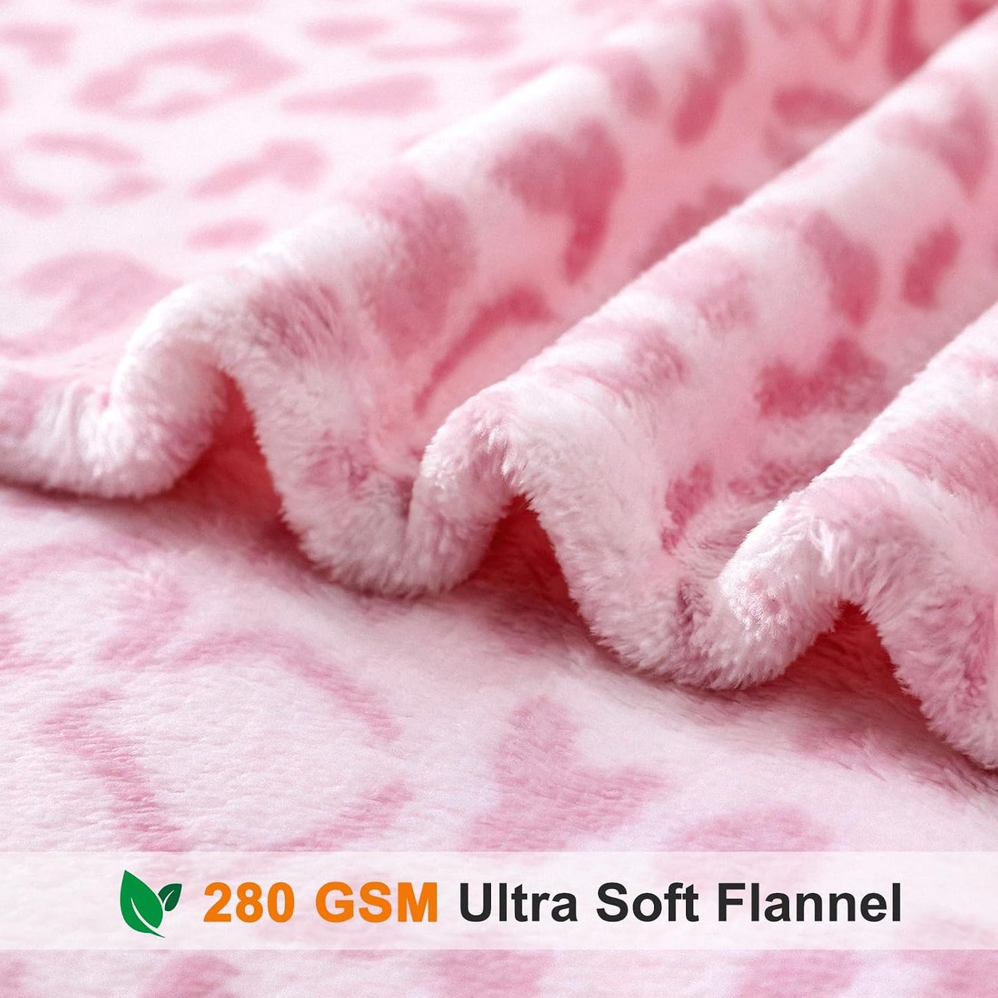 PU MEI Pink Leopard & Cheetah Print Fuzzy Flannel Blanket, Double Sided Ultra Cozy Super Soft Lightweight Animal Throw Blanket for Sofa, Couch, Bed, 60" x 80" inches
