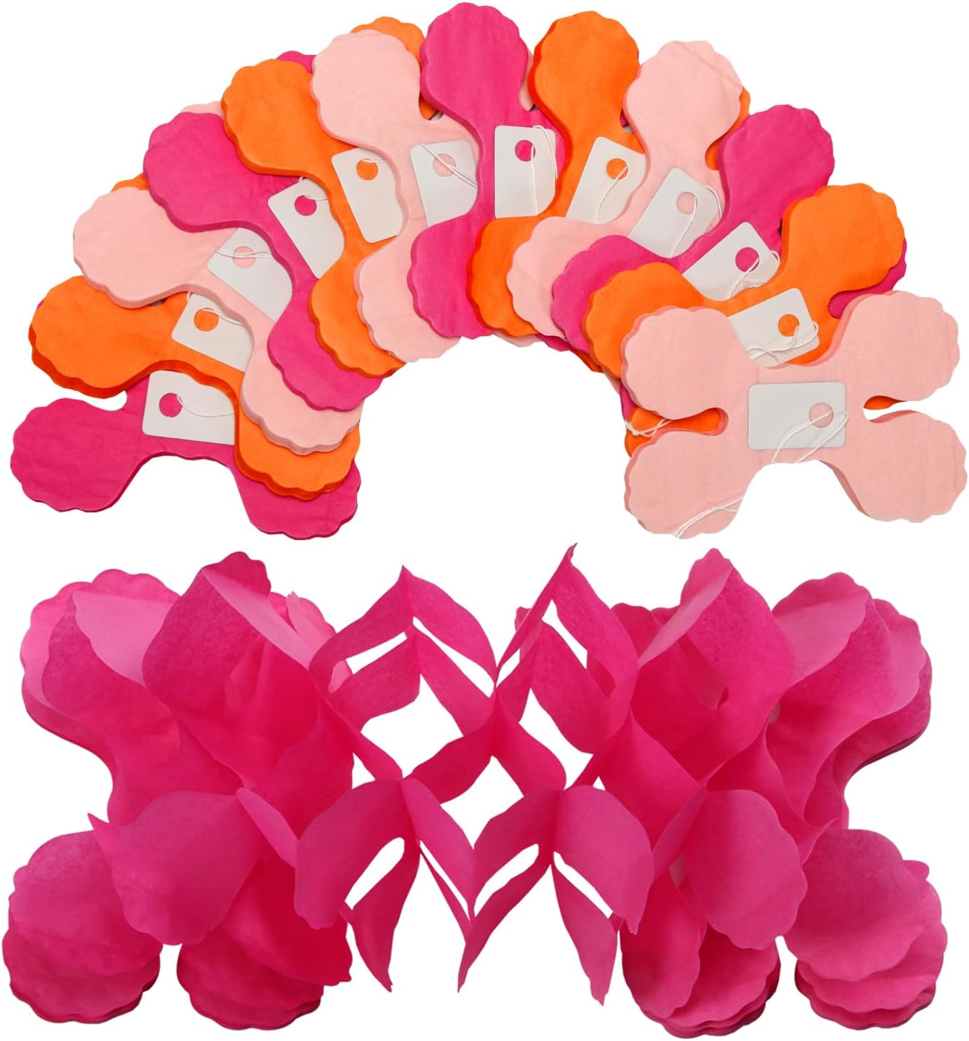 Hot-Pink Burnt-Orange Fall Party-Decorations - 12pcs Streamers-Garland Birthday Baby Shower 4-Leaf Clover Paper Banners,Sunset Autumn Thanksgiving Bridal Wedding Graduation Backdrop Decor Ouruola