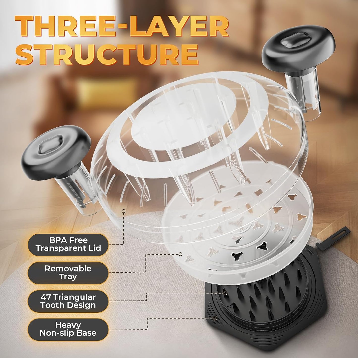 CLEANGOR Chicken Shredder Tool Twist Large, BPA Free Meat Shredder | with Ergonomic Handle, Non-Slip Food Shredder Tool for Pork, Beef, Set of Chicken Breast Shredder with Brush & Fork