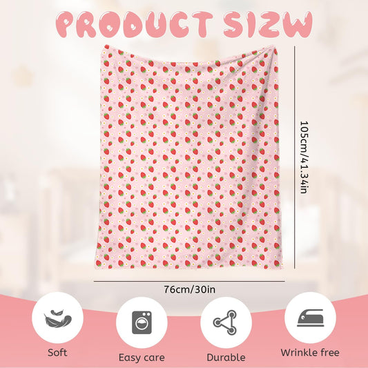 Strawberry Pink Baby Blanket - Ultra Soft, Lightweight & Breathable, Dotted Backing, Plush Nursery Crib Throw for Newborn Infant Toddler, 30x40 Inch