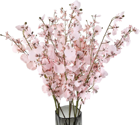 Orchids Artificial Flowers Pink,10 PCS (Each 37'') Fake Orchid Artificial Orchids Long Stem Artificial Flowers Fake Silk Flowers for Indoor Outdoor Wedding Home Office Decoration(Pink)