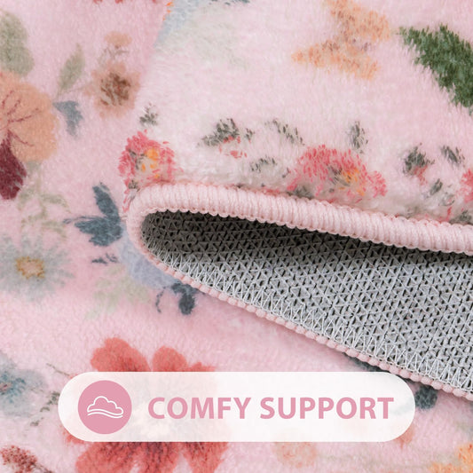Uphome Bath Mats for Bathroom, Cute Pink Bathroom Rugs, Modern Ultra-Soft Non-Slip Bath Rug, Machine Washable Farmhouse Floral Toilet Rug for Sink Shower Door Mat, 18x26 inch