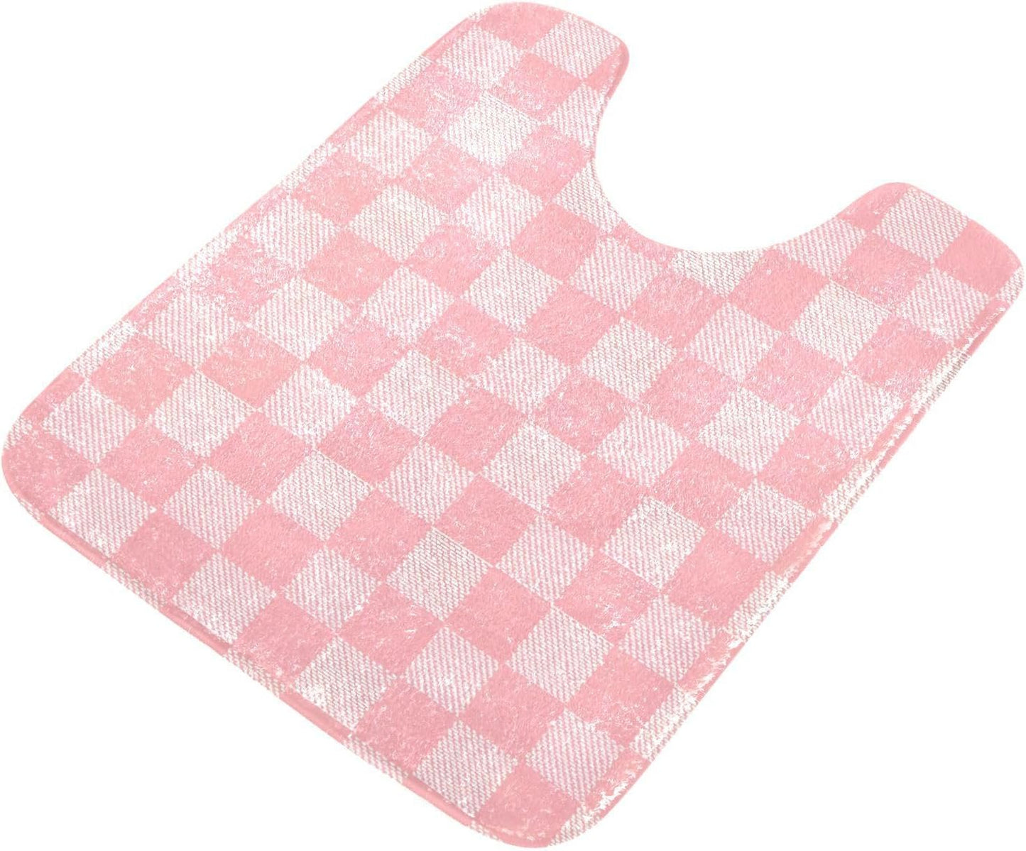 ALAZA Pink Checkered Racing Check Bath Mat for Bathroom Rugs Rectangle Carpet for Shower, Fluffy Absorbent & Machine Washable