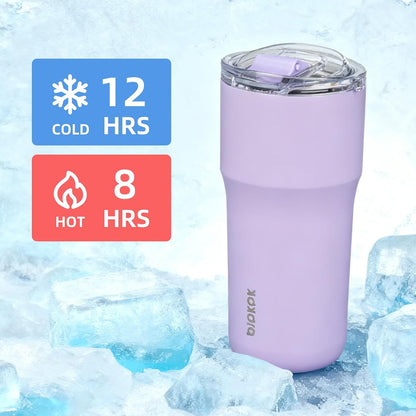 BJPKPK Insulated Tumbler with Lid,24oz Stainless Steel Tumbler,Double Wall Travel Coffee Mug Thermal cup,Keep Drinks Cold and Hot,Pink