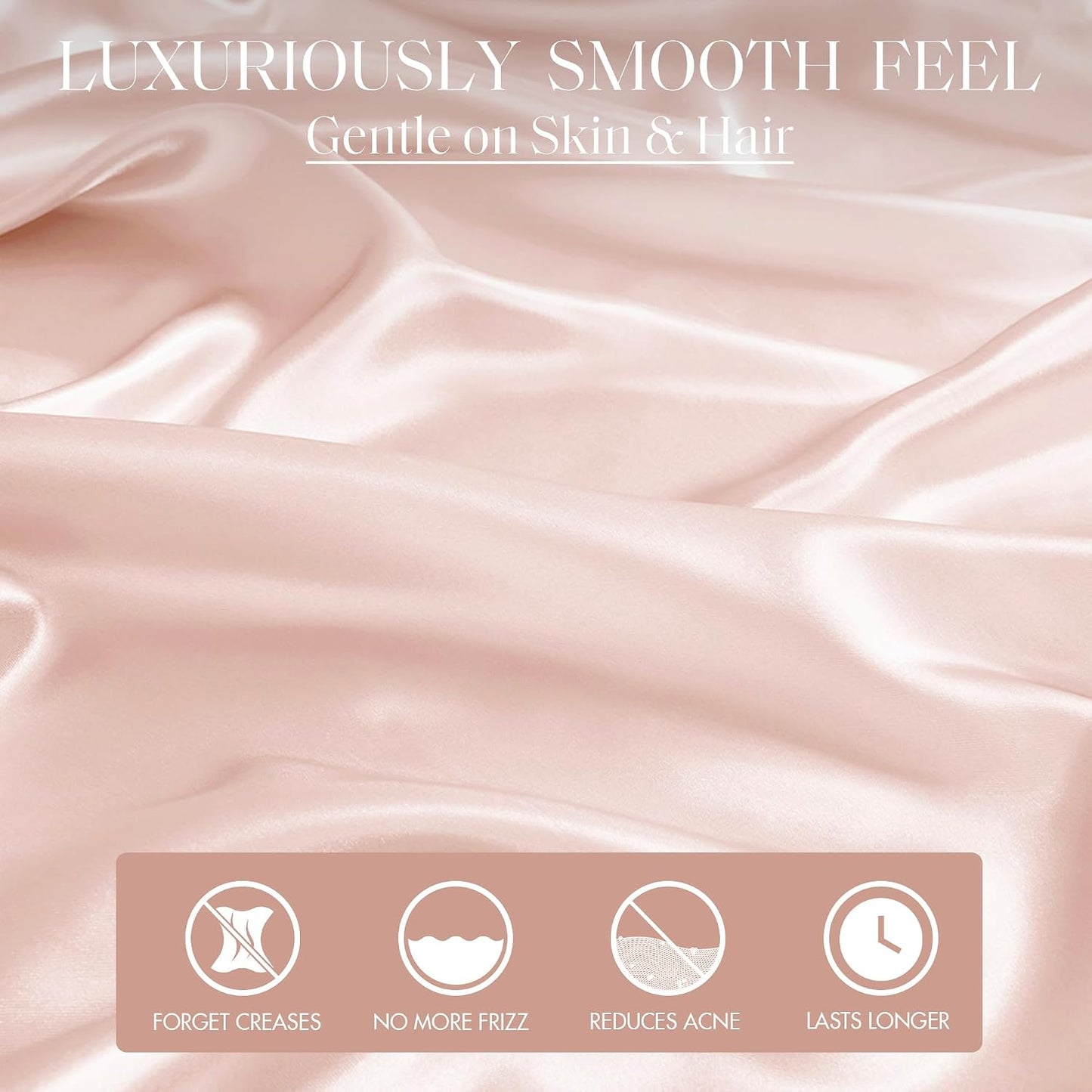 Madison Park Essentials Set of 2 Satin Pillowcase for Hair & Skin, Luxuriously Soft, Silky with Natural Sheen Luster, Cool to Touch, Wrinkle-Free, Machine Washable, Standard Blush 2 Piece