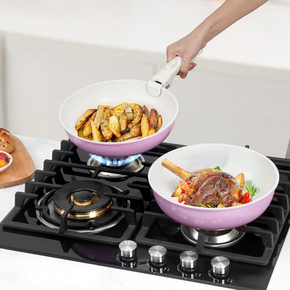 SODAY 15Pcs Pots and Pans Set Non Stick, Cookware Sets with Detachable Handle, Nonstick RV Kitchen Cooking Tools Removable Handles, Oven Safe, Induction Fast, Stackable Induction Cookware,Black