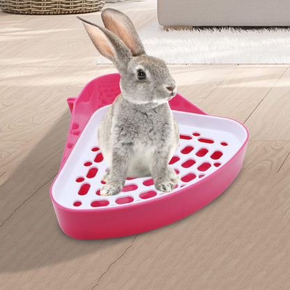 Litewoo Rabbit Litter Box Toilet Bunny Corner Litter Pan Pet Toilet Potty for Guinea Pigs Hamster Chinchilla Ferret Rabbit Small Animal (Pink)