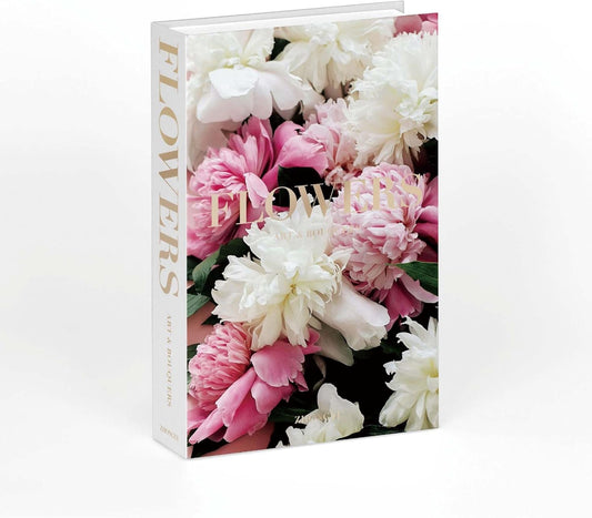 Decorative Faux Books Set Hardcover Decorative Book Storage Boxes with Hidden Storage for Coffee Table Bookshelf Office Desk Living Room Modern Aesthetic Stacked Display (FH38 Pink Floral)