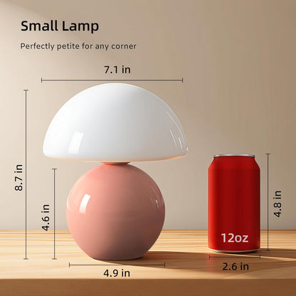 Dawnwake Mushroom Lamp Desk Lamp for Bedroom,Table Bedside Small Lamps for Living Room,Mushroom Decor Cute Mini Modern Mid Century Lamps for Night Stands,Unique Aesthetic Home Living Room Decor(Pink)