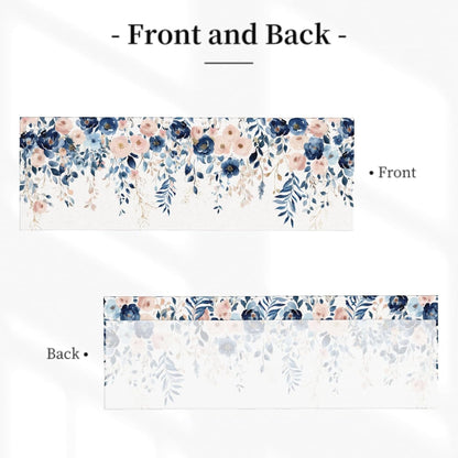 Navy Blue and Pink Floral Valances for Windows Watercolor Blooming Flower Kitchen Curtain Farmhouse Style Sheer Valance for Bedroom Living Room 54x18 Inch, 1 Panel