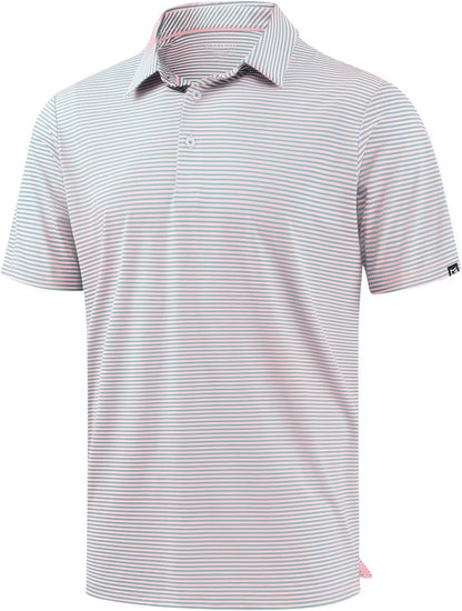 G Gradual Mens Golf Shirt Dry Fit Moisture Wicking Performance Short Sleeve Striped Polo Shirts for Men Dressy Casual