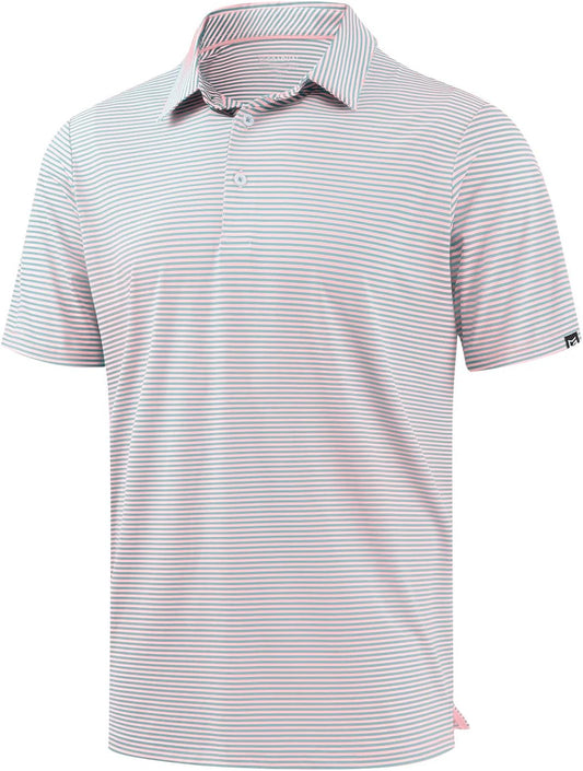 G Gradual Mens Golf Shirt Dry Fit Moisture Wicking Performance Short Sleeve Striped Polo Shirts for Men Dressy Casual